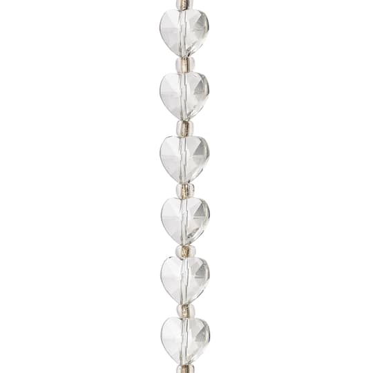 12 Pack: Clear Faceted Glass Heart Beads, 10mm by Bead Landing™